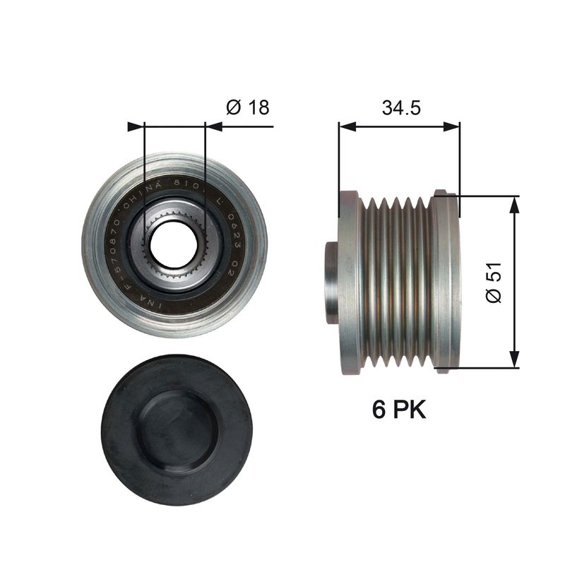 Gates OAP7218 Alternator Freewheel Clutch - 1