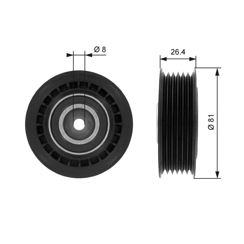 Gates T36000 Tensioner Pulley, V-ribbed belt - 1