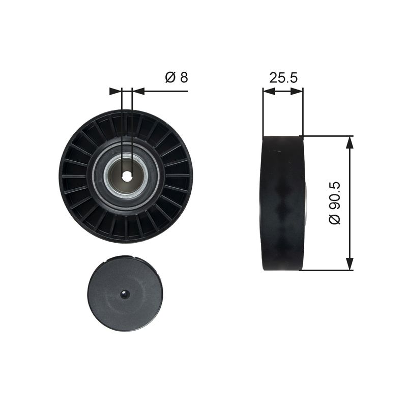 Gates T36005 Deflection/Guide Pulley, V-ribbed belt - 1