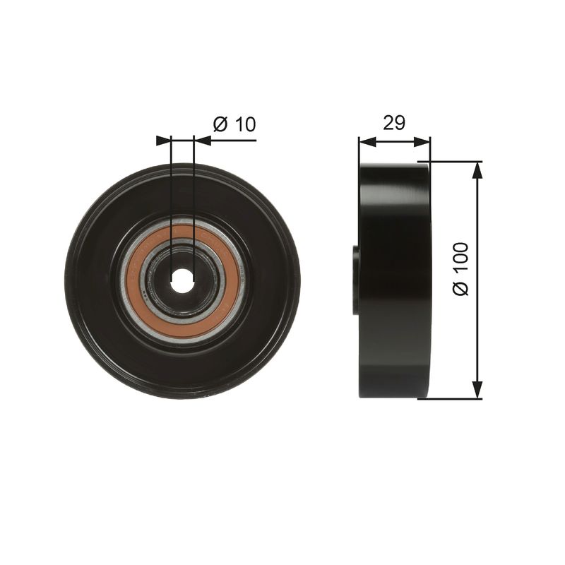 Gates T36008 Deflection/Guide Pulley, V-ribbed belt - 1