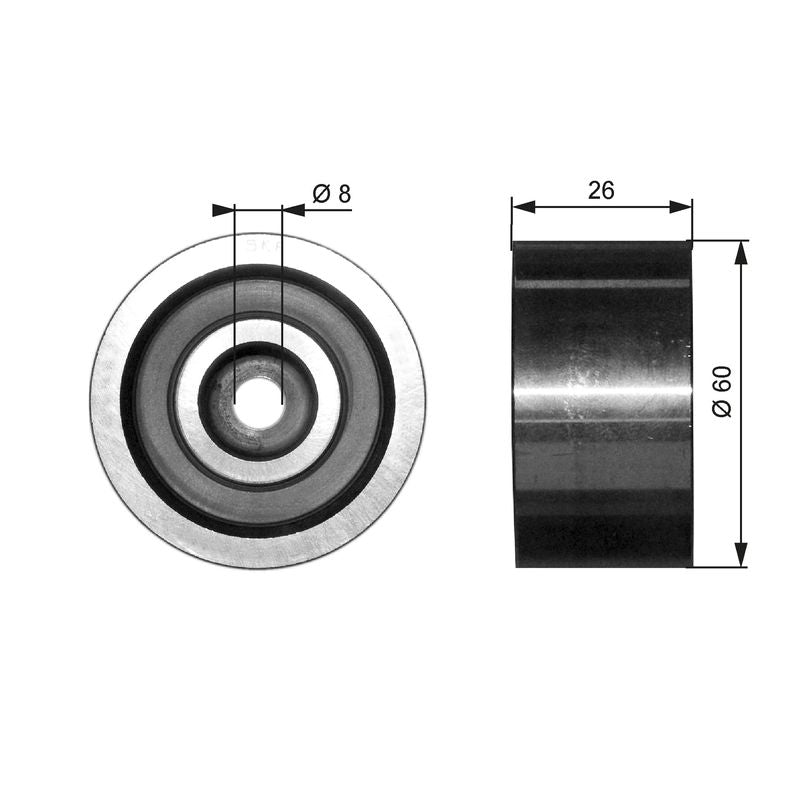 Gates T36076 Deflection/Guide Pulley, V-ribbed belt - 1