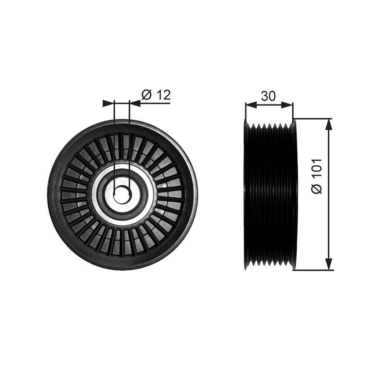 Gates T36170 Deflection/Guide Pulley, V-ribbed belt - 1