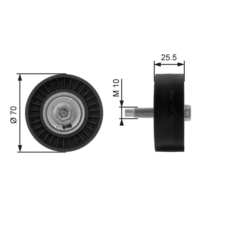 Gates T36199 Deflection/Guide Pulley, V-ribbed belt - 1