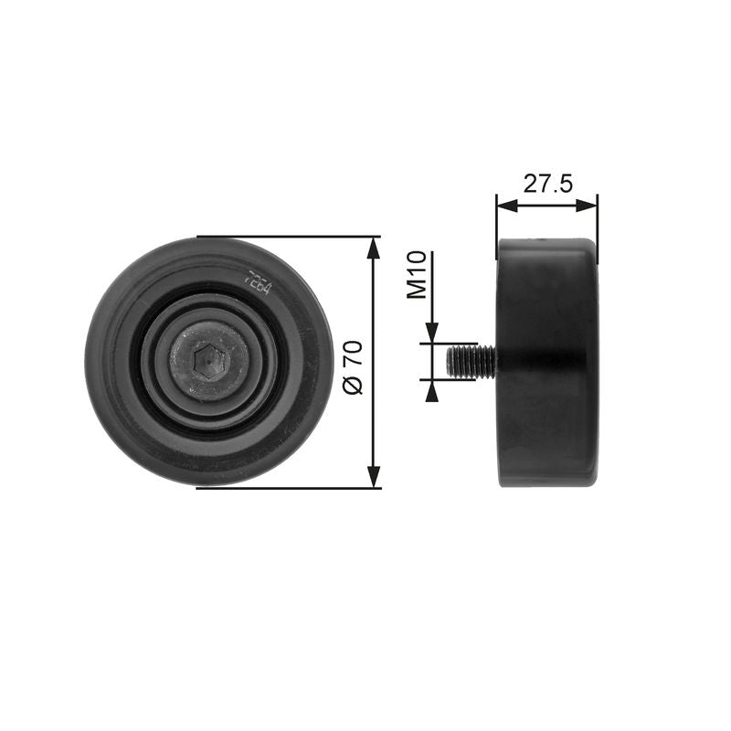 Gates T36206 Deflection/Guide Pulley, V-ribbed belt - 1