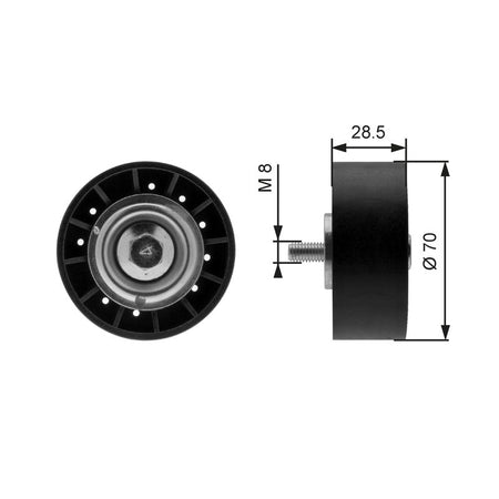 Gates T36211 Deflection/Guide Pulley, V-ribbed belt - 1