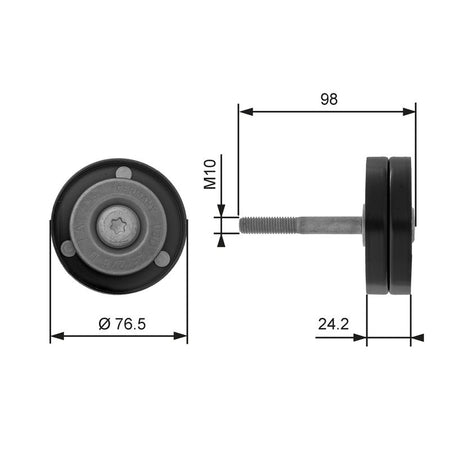 Gates T36232 Deflection/Guide Pulley, V-ribbed belt - 1