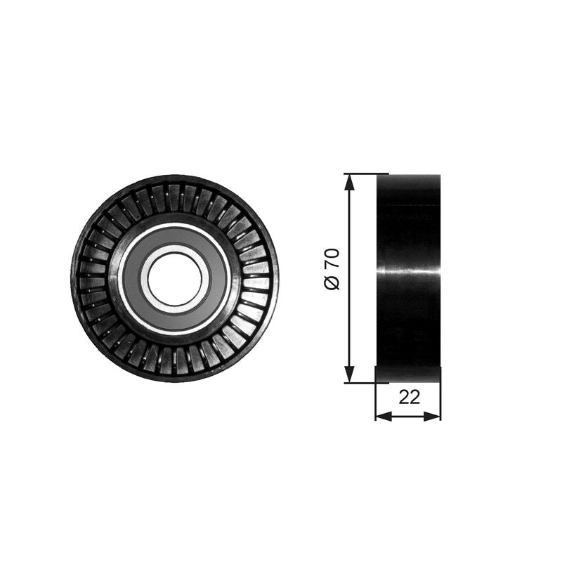 Gates T36252 Deflection/Guide Pulley, V-ribbed belt - 1