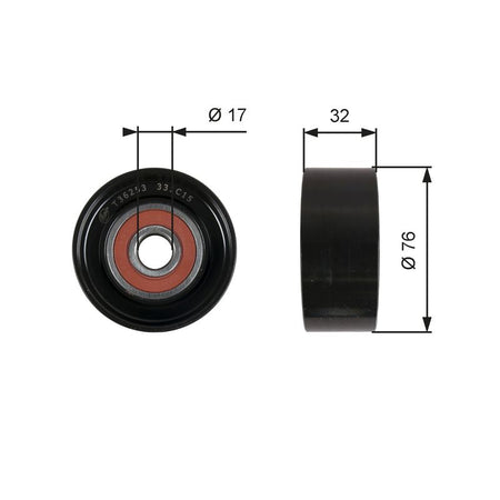 Gates T36253 Deflection/Guide Pulley, V-ribbed belt - 1