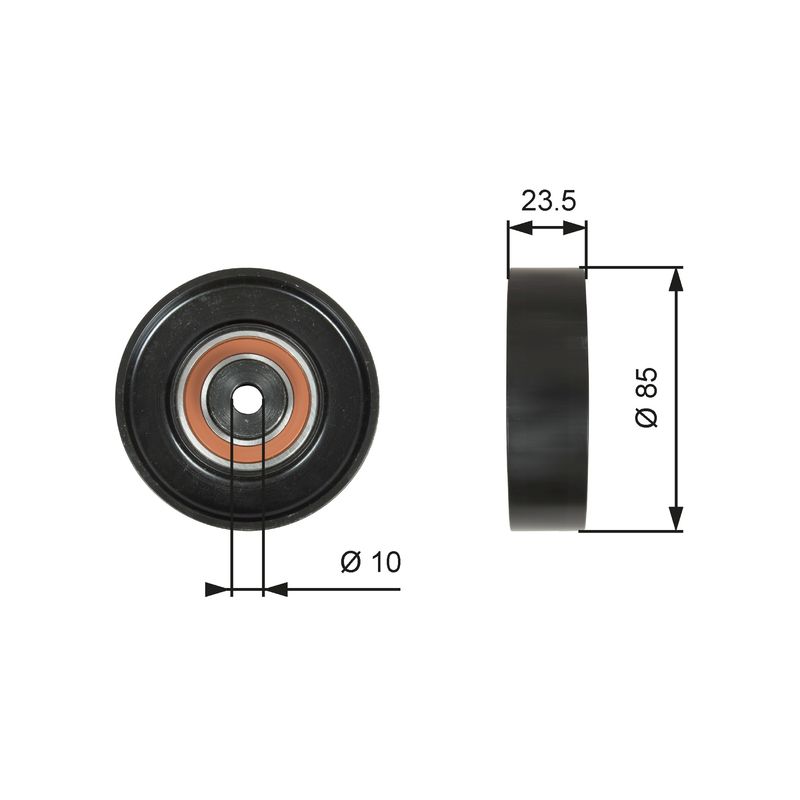 Gates T36274 Deflection/Guide Pulley, V-ribbed belt - 1