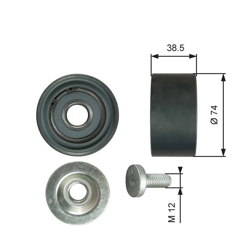 Gates T36285 Deflection/Guide Pulley, V-ribbed belt - 1