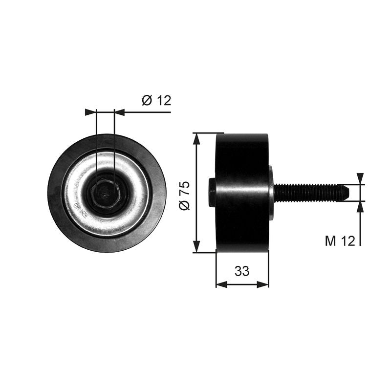 Gates T36291 Deflection/Guide Pulley, V-ribbed belt - 1