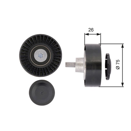 Gates T36385 Deflection/Guide Pulley, V-ribbed belt - 1