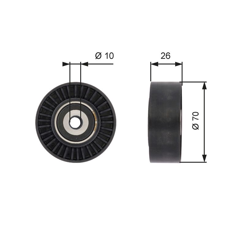 Gates T36393 Deflection/Guide Pulley, V-ribbed belt - 1