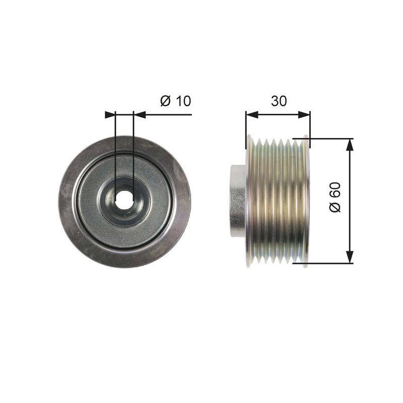 Gates T36406 Deflection/Guide Pulley, V-ribbed belt - 1