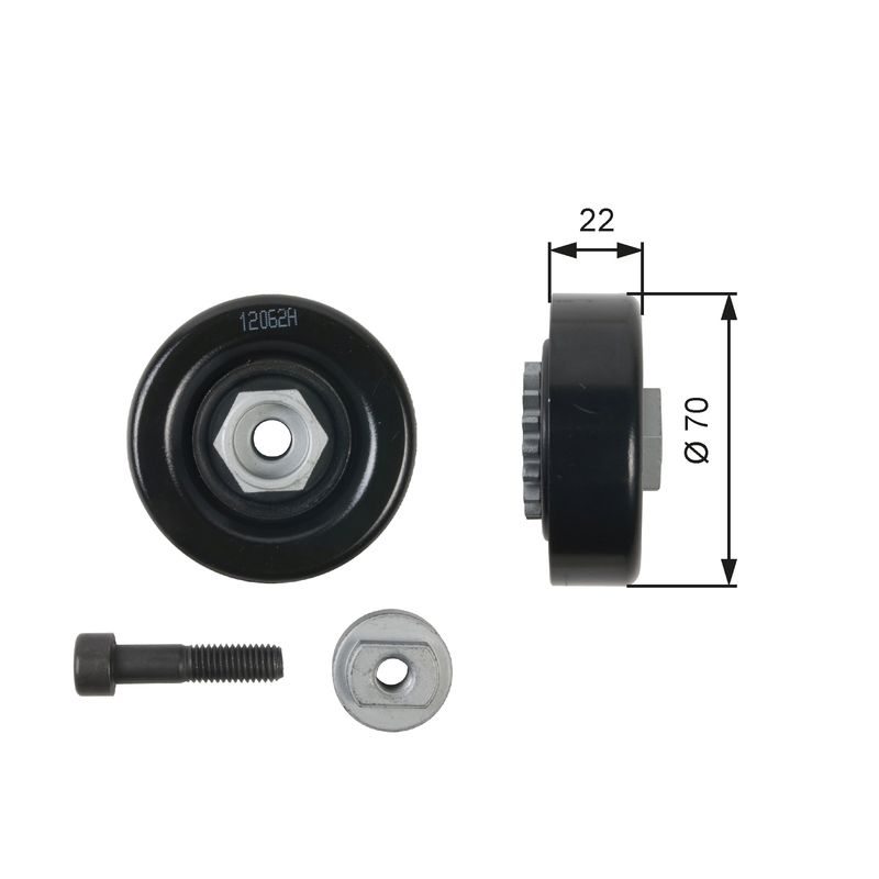 Gates T36408 Tensioner Pulley, V-ribbed belt - 1