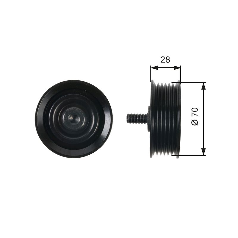Gates T36410 Deflection/Guide Pulley, V-ribbed belt - 1