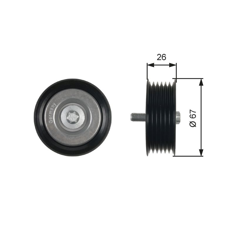 Gates T36438 Deflection/Guide Pulley, V-ribbed belt - 1