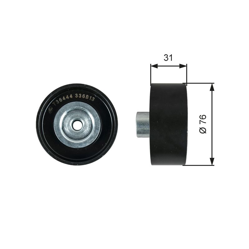 Gates T36444 Deflection/Guide Pulley, V-ribbed belt - 1