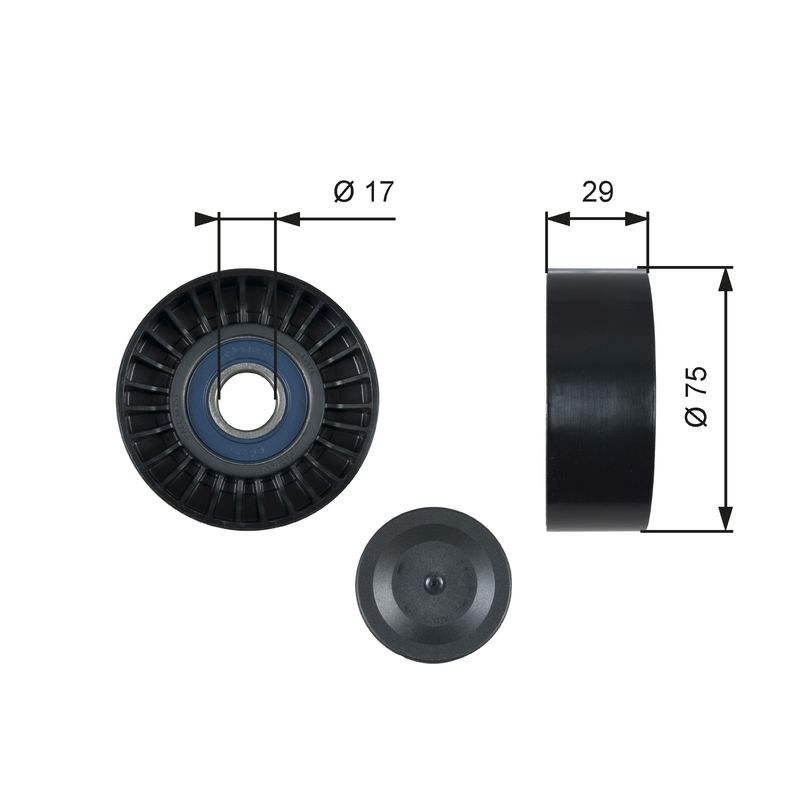 Gates T36462 Deflection/Guide Pulley, V-ribbed belt - 1