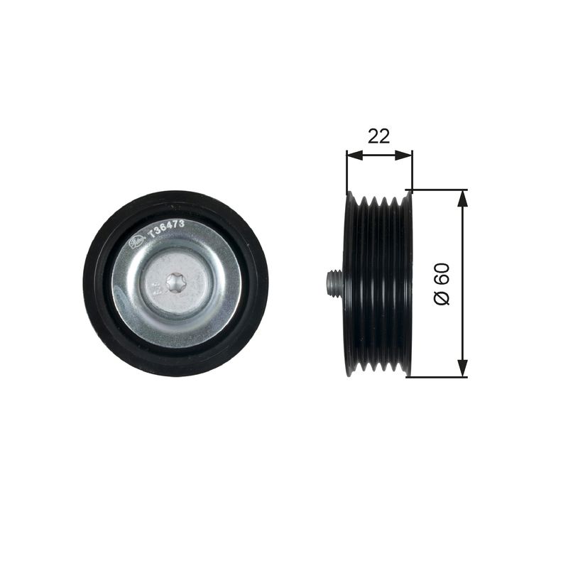 Gates T36473 Deflection/Guide Pulley, V-ribbed belt - 1