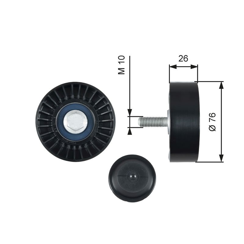 Gates T36485 Deflection/Guide Pulley, V-ribbed belt - 1