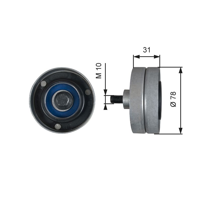 Gates T36510 Deflection/Guide Pulley, V-ribbed belt - 1