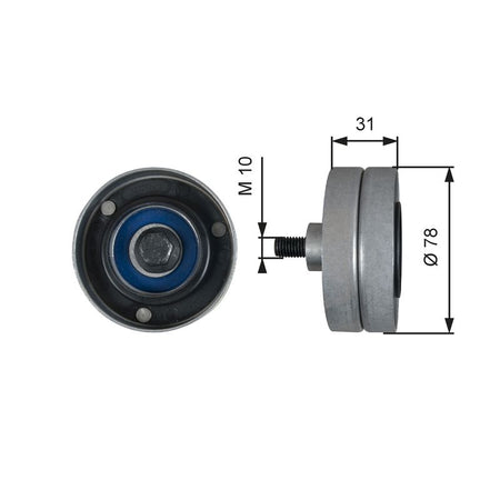 Gates T36510 Deflection/Guide Pulley, V-ribbed belt - 1
