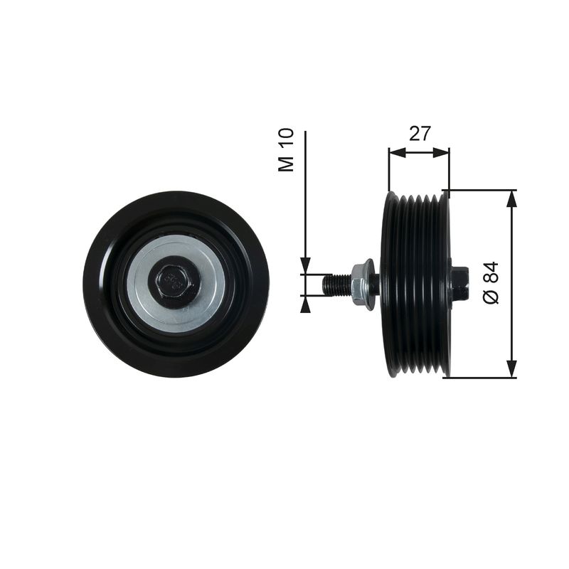 Gates T36602 Deflection/Guide Pulley, V-ribbed belt - 1