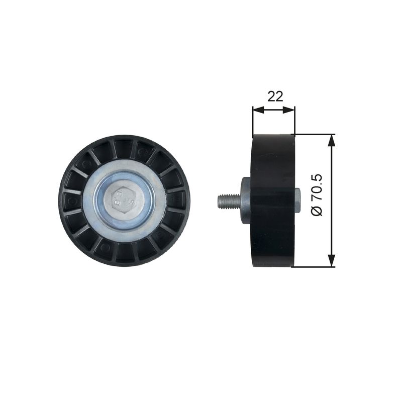 Gates T36607 Deflection/Guide Pulley, V-ribbed belt - 1