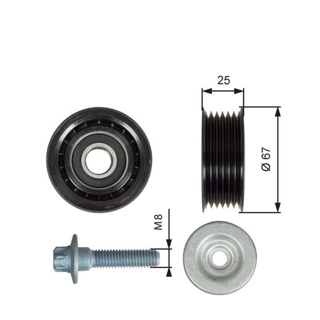 Gates T36619 Deflection/Guide Pulley, V-ribbed belt - 1