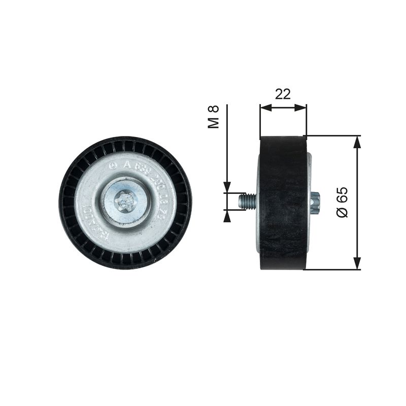 Gates T36734 Deflection/Guide Pulley, V-ribbed belt - 1