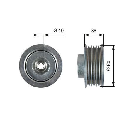 Gates T36753 Deflection/Guide Pulley, V-ribbed belt - 1