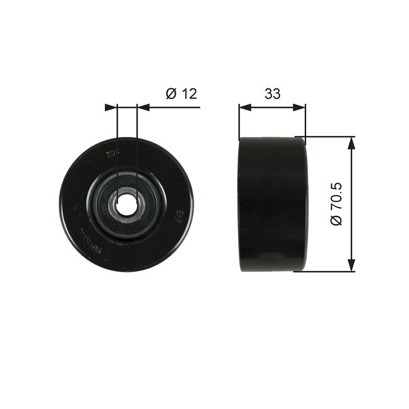 Gates T36762 Deflection/Guide Pulley, V-ribbed belt - 1