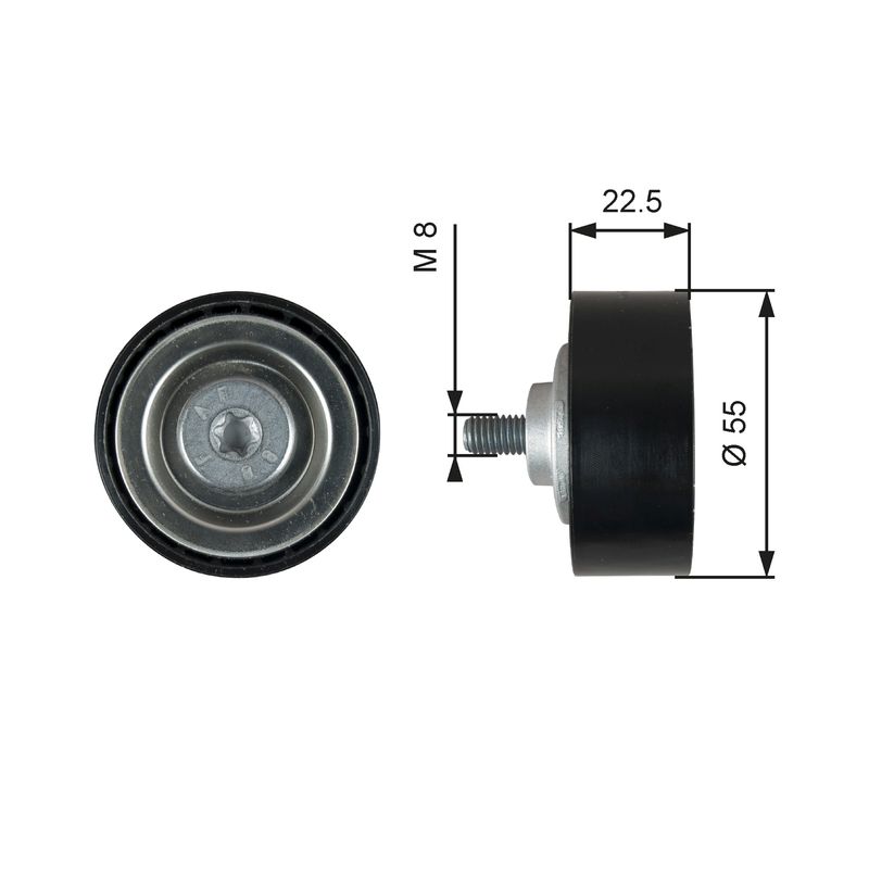 Gates T36767 Deflection/Guide Pulley, V-ribbed belt - 1
