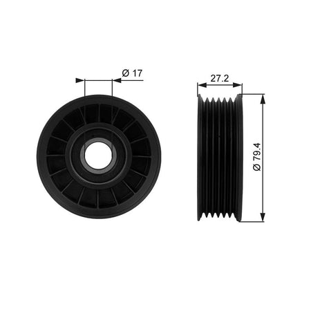 Gates T38009 Deflection/Guide Pulley, V-ribbed belt - 1