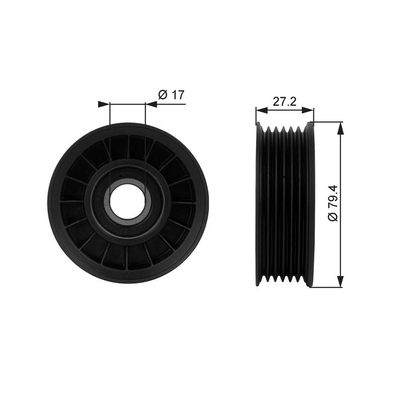 Gates T38009 Deflection/Guide Pulley, V-ribbed belt - 1