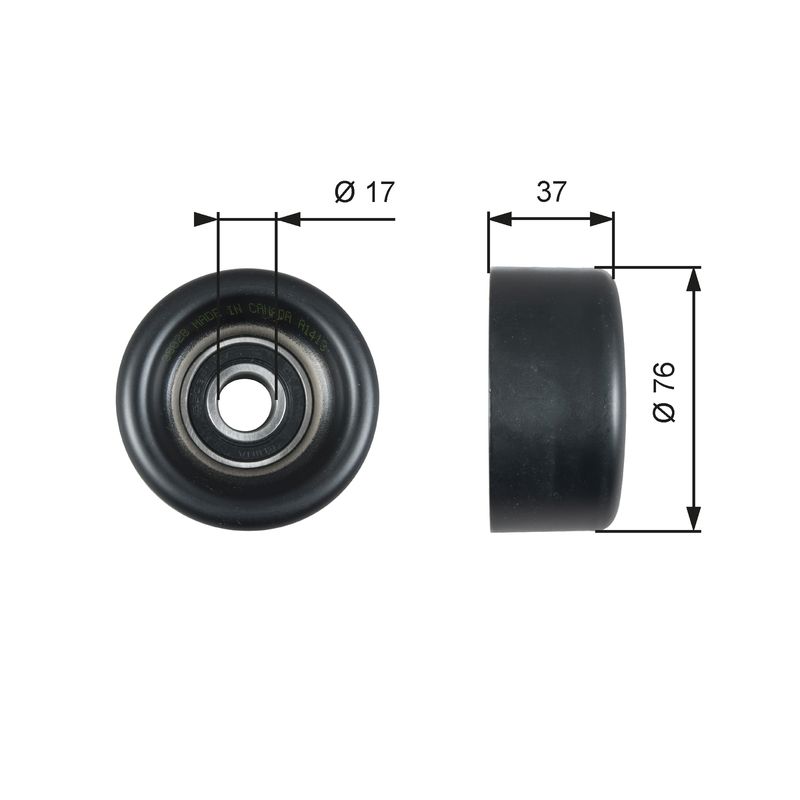 Gates T38028 Deflection/Guide Pulley, V-ribbed belt - 1