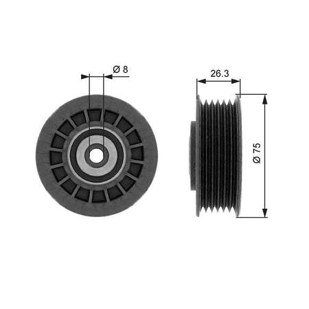 Gates T38092 Tensioner Pulley, V-ribbed belt - 1