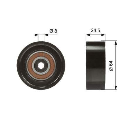 Gates T38097 Deflection/Guide Pulley, V-ribbed belt - 1