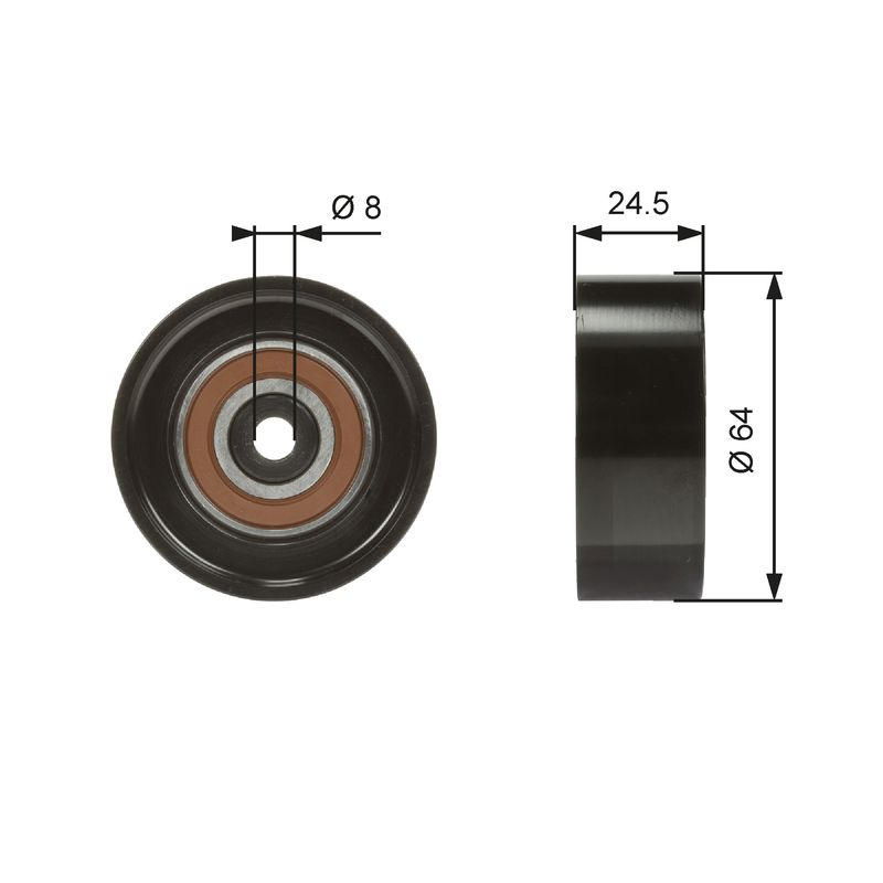 Gates T38097 Deflection/Guide Pulley, V-ribbed belt - 1