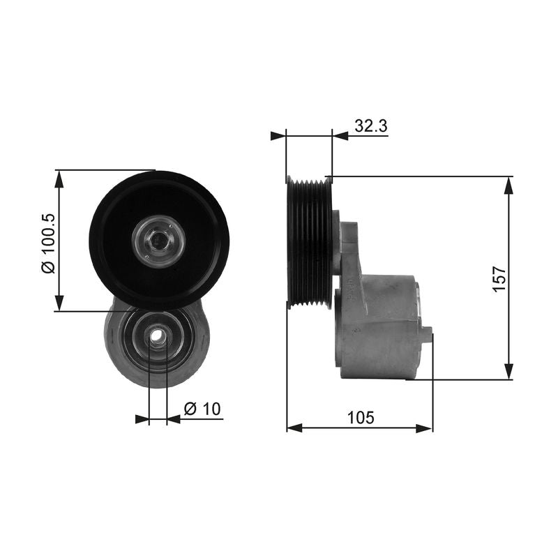 Gates T38245 Belt Tensioner, V-ribbed belt - 1