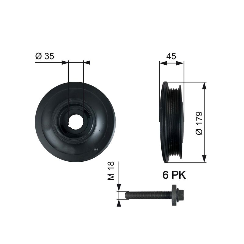Gates TVD1012A Belt Pulley, crankshaft - 1