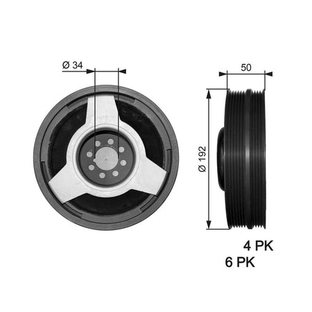Gates TVD1030 Belt Pulley, crankshaft - 1
