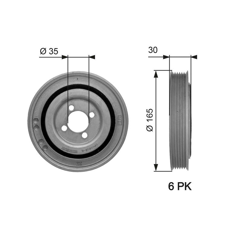 Gates TVD1032 Belt Pulley, crankshaft - 1
