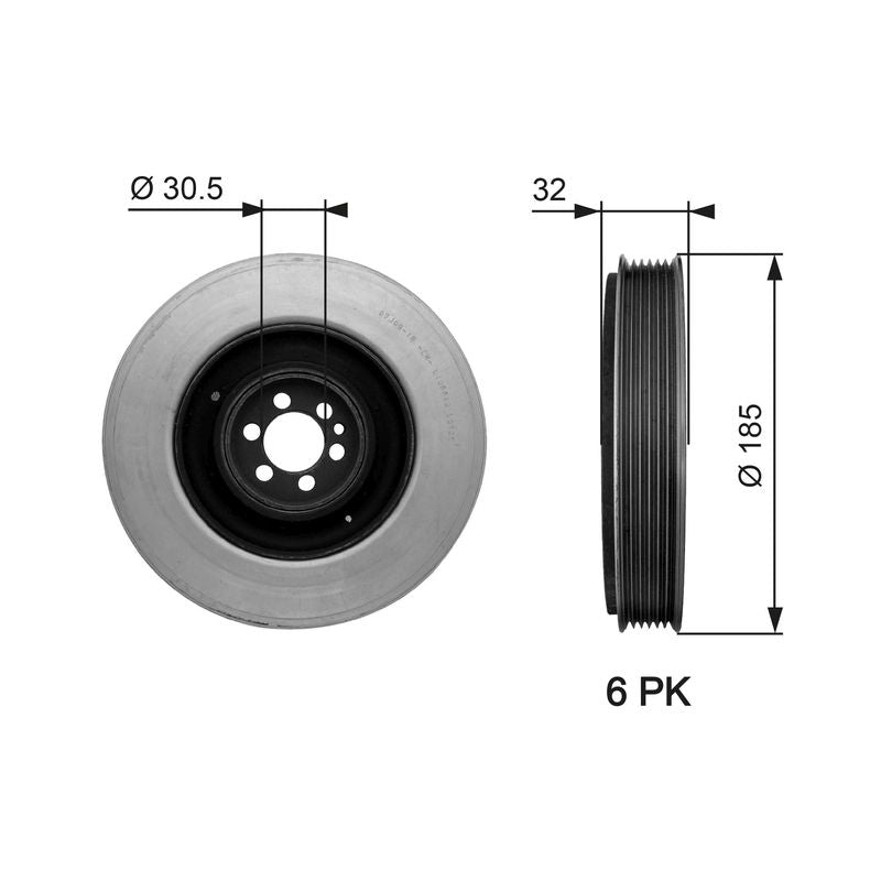 Gates TVD1042 Belt Pulley, crankshaft - 1
