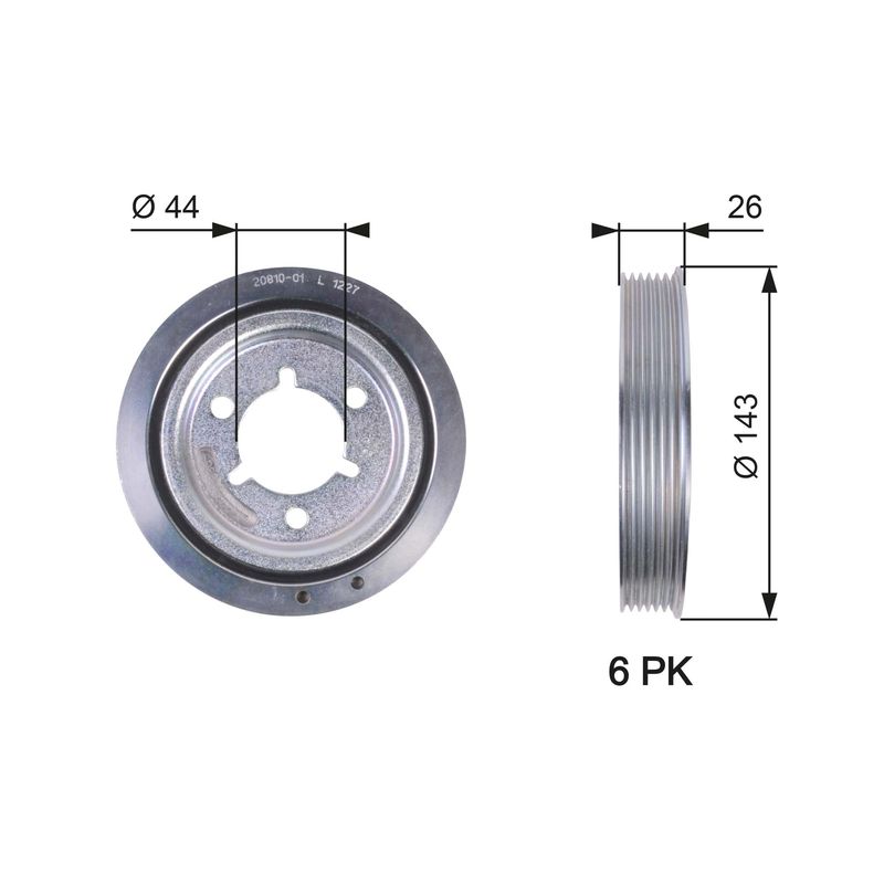Gates TVD1055 Belt Pulley, crankshaft - 1