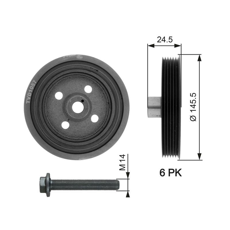 Gates TVD1057A Belt Pulley, crankshaft - 1