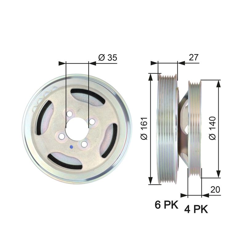 Gates TVD1075 Belt Pulley, crankshaft - 1