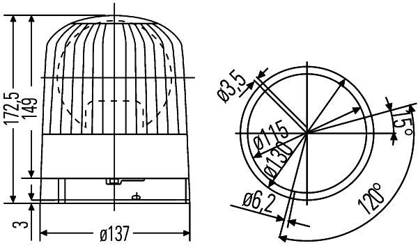 Hella 2RL007550-011 Rotating Beacon - 3