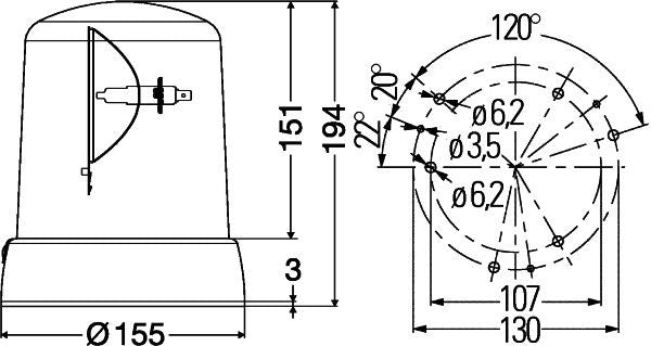 Hella 2RL008061-111 Rotating Beacon - 3